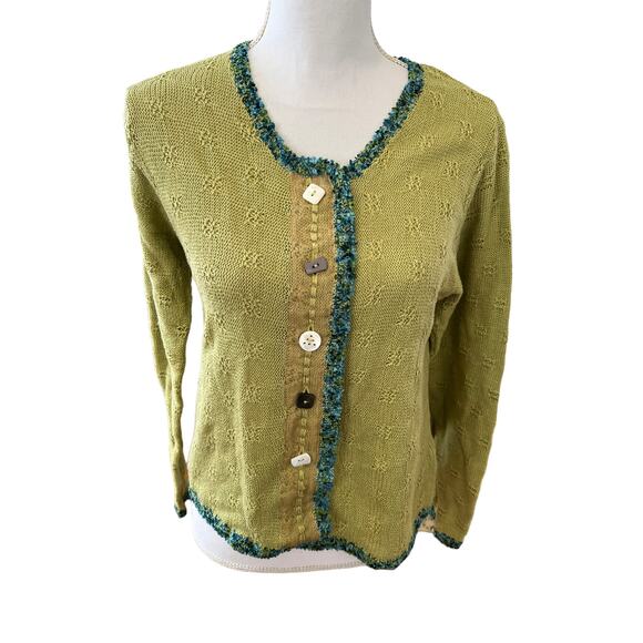 Vintage Clare Icelandic Design Artsy Knit Cardigan Sweater M - Picture 1 of 9